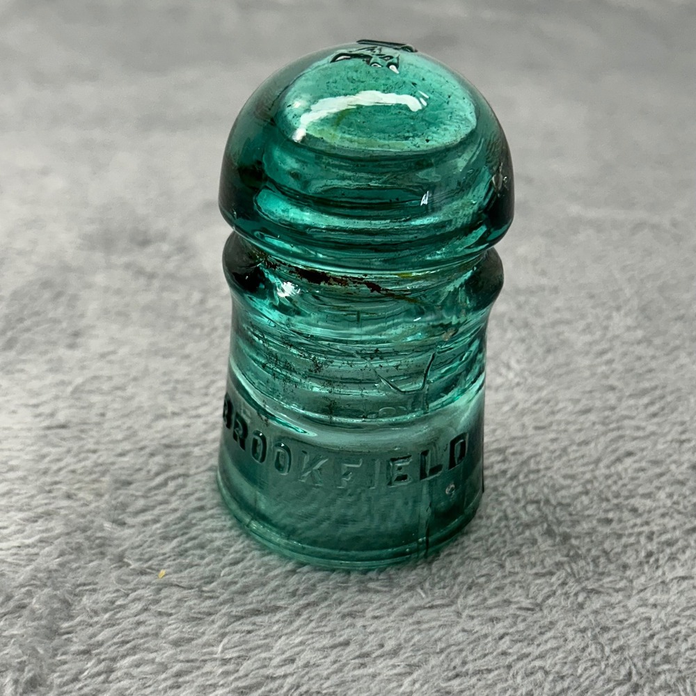 Vintage Brookfield Aqua Glass Insulator Telegraph Telephone Utility 3.75"